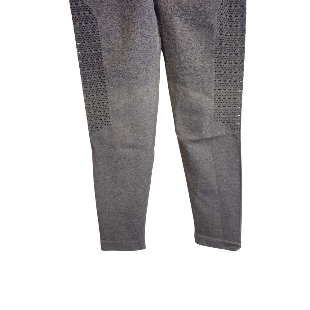 Maxxim Womens High Waist Seamless Ombre Mesh Cutout Leggings Charcoal Gray L - Picture 7 of 12